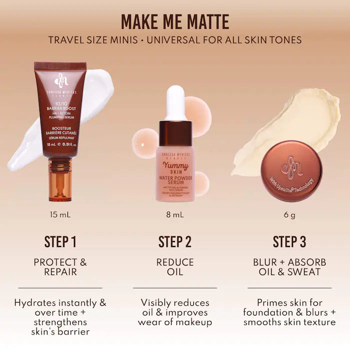 Mini Yummy Skin Matte Finish Skin Prep Essential Kit | Mini Kit de preparación con acabado mate